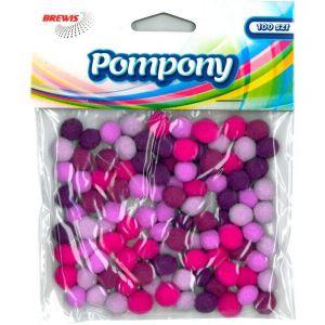 Pompony kreatywne Brewis 1cm Fioletowe Mix, 100szt